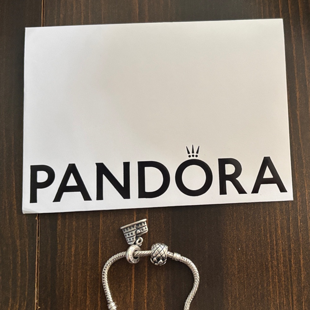Silver Pandora Bracelet with 3 Charms - Picture 2 of 5